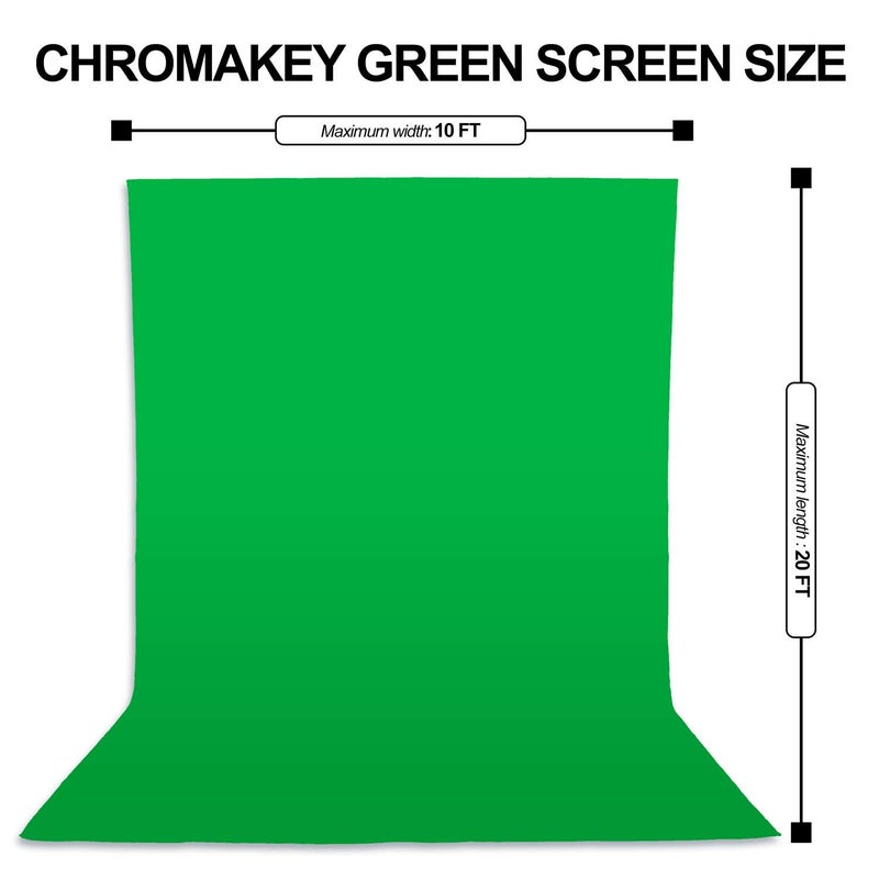 EMART Green Screen Backdrop, 10 x 20 Ft Photography Greenscreen Background Sheet Fabric Kit for YouTube Video Streaming Zoom, Small Photo Chromakey Muslin Cloth Curtain with 4 Clip - Image 2